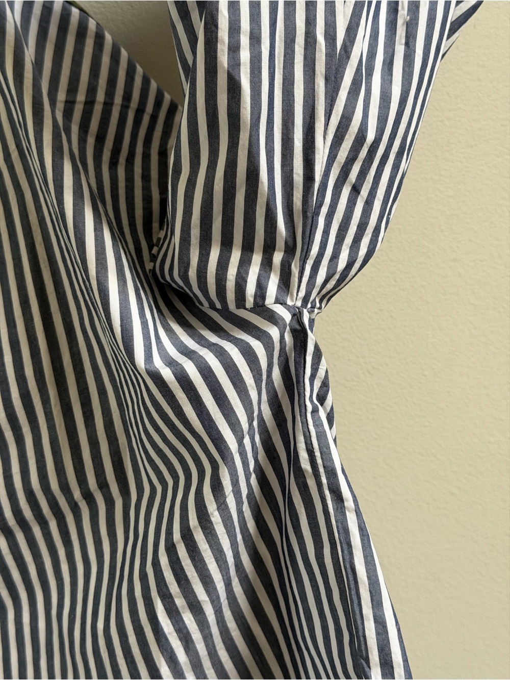 Ann Taylor‎ LOFT Striped Colorblock Poplin Bishop Sleeve Blouse Preppy Coastal L - Picture 8 of 14